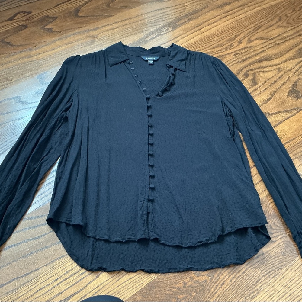 Express Black Button-Down Blouse